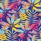 Cool vivid bright color tropical leaves seamless pattern