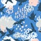 Cool watercolour rainy clouds, raindrops, flying birds background