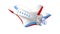 Cool White Red Blue Rocket Airplane Shuttle Cartoon