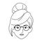 Cool woman with glasses icon, flat design