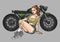 Cool woman motorcyclist colorful sticker