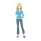 Cool woman standing icon, colorful design