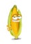 Cool yellow corn cob cartoon character, sly eyes