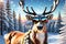 Cool Yule Vibes: Holiday Greeting Card with Reindeer Santa Claus Rocking Sunglasses in a Wintry Landscape