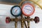 Coolant gauges, measuring equipment for investigate and refueling of air conditioners. Pressure Measurement â€“ Manometers.