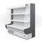 Cooled Regal Rack Refrigerator Wall Cabinet Blank Empty Showcase Displays. Retail Shelves. 3D Products Isolated.