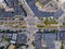 Coolidge Corner aerial view, Brookline, MA, USA