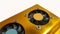 Cooling fan hard drive with a variety of yellow gold colors