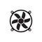 Cooling fan icons. Cool fans vector symbols, electrical air industry signs, electric wind climate industrial propellers with blade