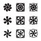 Cooling fan icons. Cool fans vector symbols, electrical air industry signs, electric wind climate industrial propellers with blade