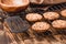 Cooling rack with cookies/Cooling rack with chocolate chip cookies on wooden background