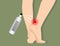 Cooling spray healing muscle Injury ankle pain, Illustration on green background