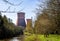 Cooling towers and chimney of the decommisioned power station in Ironbridge, Shropshire, UK
