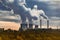 Cooling towers and chimneys of a brown coal power plant in Germany