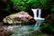 Coolness of a beautiful pool of water created by a waterfall