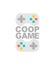 Coop game logo. Cooperative game sign. Video game icon for two joysticks. Play together together