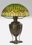 Cooper base table lamp with stained glass shade