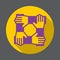 Cooperation hands, teamwork flat icon. Round colorful button, circular vector sign with long shadow effect.