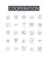 Cooperation line icons collection. Assistance, Collaboration, Partnership, Unity, Accordance, Fellowship, Association