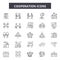 Cooperation line icons, signs, vector set, outline illustration concept