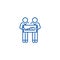 Cooperation people with graph line icon concept. Cooperation people with graph flat vector symbol, sign, outline