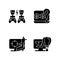 Cooperative games black glyph icons set on white space