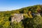 Coopers Rock state park overlook over the Cheat River in West Virginia with fall colors