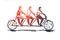 Coordinate, cooperation, teamwork, bike, tandem concept. Hand drawn isolated vector.