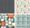 Coordinating set of trendy retro spring patterns