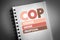 COP - Change Order Proposal acronym on notepad, business concept background