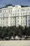 The Copacabana Palace hotel with the statue of Christ the Redeem