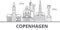 Copenhagen architecture line skyline illustration. Linear vector cityscape with famous landmarks, city sights, design