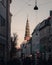 Copenhagen, Denmark - 31 December, 2019: Crowds of people at the pedestrian street in the city center of Copenhagen on New years