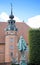 Copenhagen, Denmark - August 25, 2014: Peder Griffenfeld Statue. Griffenfeld was a Danish statesman. On the background is The