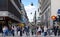 Copenhagen, Denmark - August 25, 2014 - People walk down crowd Stroget street in Copenhagen, Denmark.