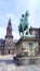 COPENHAGEN, DENMARK - JUL 06th, 2015: Christiansborg palace and King Christian IX statue. Famous landmark of danish