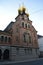 Copenhagen, Denmark - July 2021: Exterior of The Alexander Nevsky Church (Skt. Aleksander Nevskij Kirke)