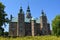 Copenhagen, Denmark - July 2021: Exterior of the beautiful Rosenborg Castle (Rosenborg Slot)