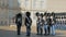 Copenhagen, Denmark - OCT, 2017: detachment of Royal Guard on a changing of the Guards at Amalienborg Palace