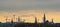 Copenhagen skyline with the towers of the city in a orange sunset