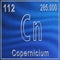 Copernicium chemical element, Sign with atomic number and atomic weight