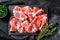 Coppa, Capocollo, Capicollo meat popular italian antipasto food. Black background. Top view