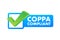 COPPA compliant - Childrens Online Privacy Protection Act line art vector badge label icon
