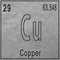 Copper chemical element, Sign with atomic number and atomic weight