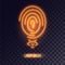 Copper colored neon bulb icon