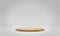Copper and cork stage podium background. Mockup of empty circular platform on white. Abstract geometric pedestal. 3D rendering