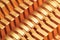 Copper CPU or GPU Cooler Heat Sink Macro Closeup, Large Detailed Horizontal Background Textured Pattern Abstract, Yellow, Gold