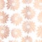Copper foil Aster Dahlia Flowers elegant seamless vector pattern. Metallic rose gold shiny floral background. Hand drawn