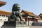 Copper lion behind to The Hall of Supreme Harmony