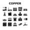 copper metal production steel icons set vector